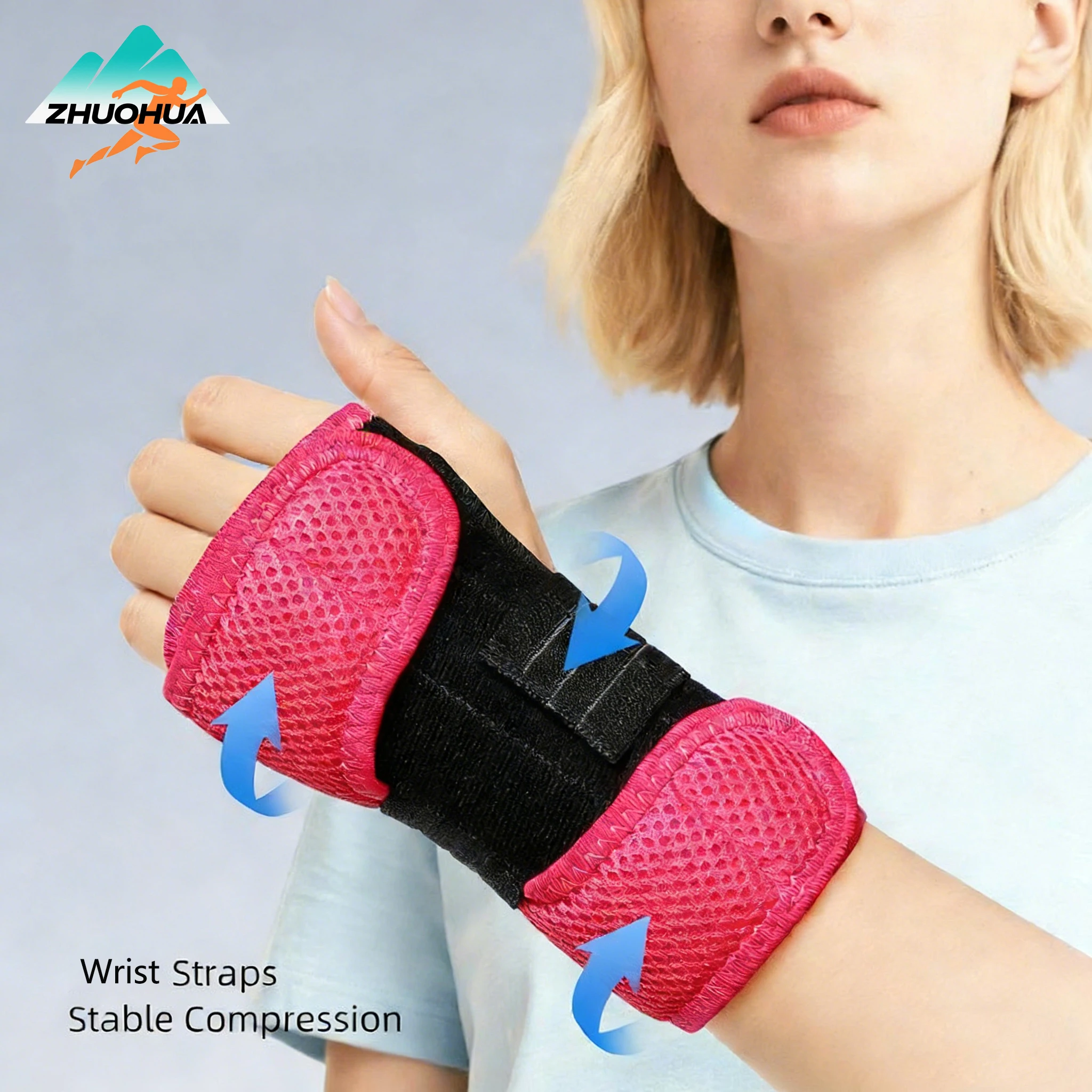 

ZHUOHUA Colorful Wrist Support Brace with Aluminum Plate, Compression Wristband for Sports Injury Recovery & Stabilization