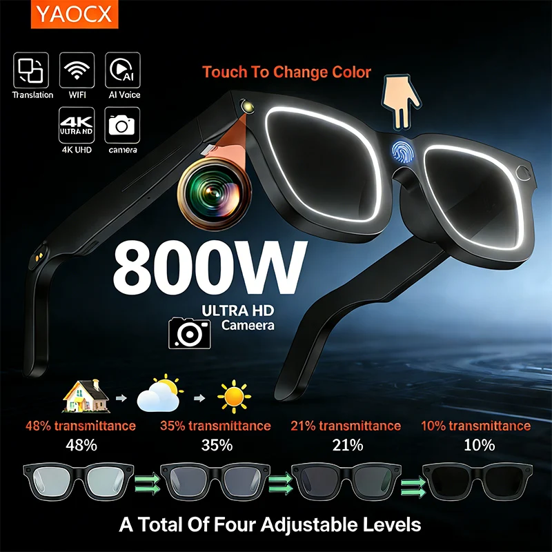 

New E02C AI SmartGlasses 8MP HD Camera 32GB Storage AI Translation Shooting Everything Recognition 320mAh SmartGlasses Men Women