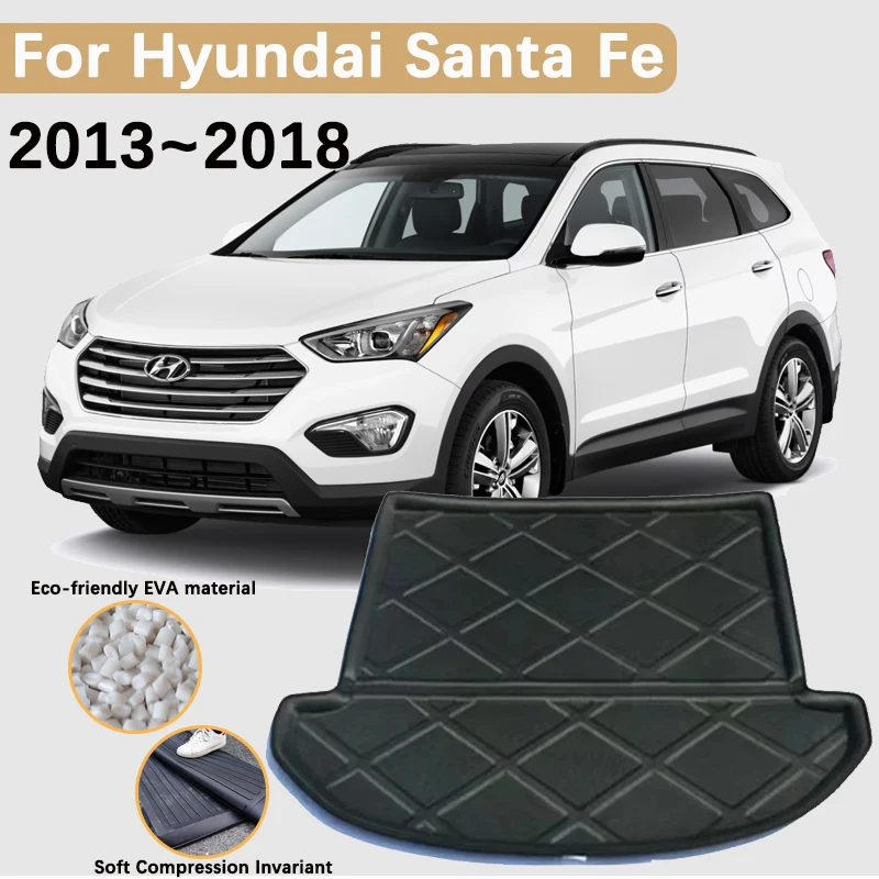 

EVA Material for Hyundai Santa Fe 2013~2018 Accessories 7 Seat SWB Car Trunk Mats Boot Cargo Trunk Waterproof Carpet Storage Pad