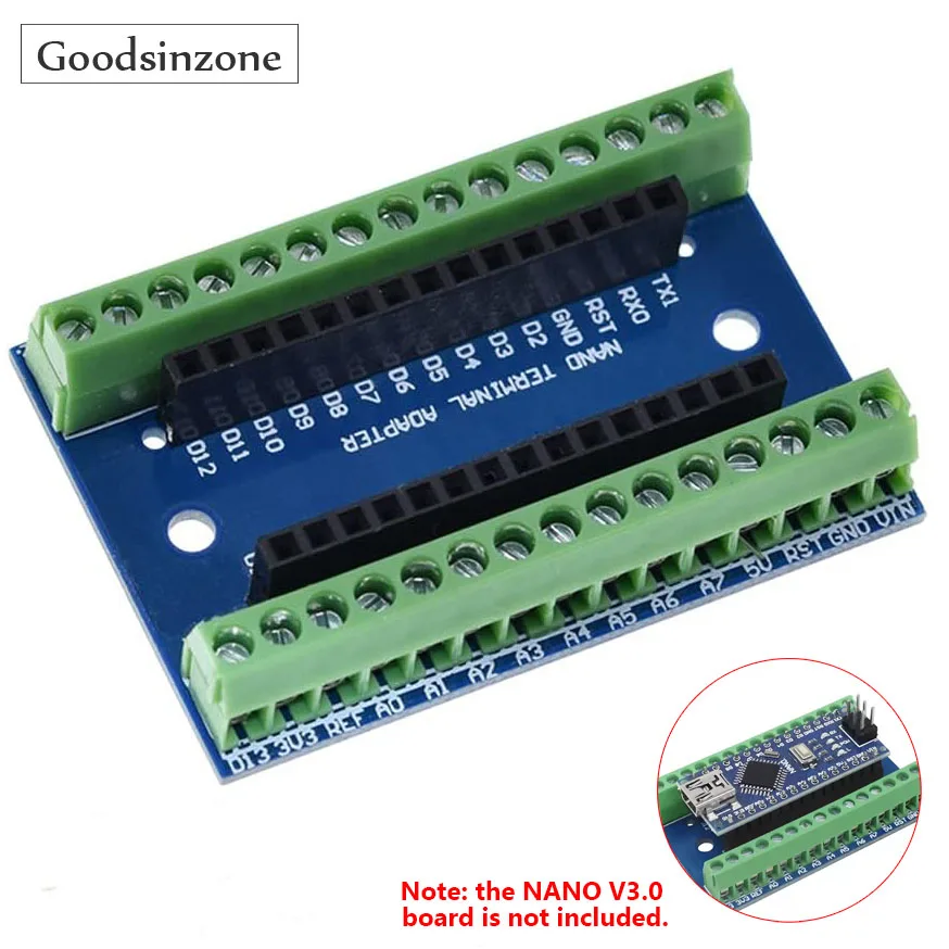 Placa de costo GPIO para Arduino NANO V3.0, controlador IO Shield V1.0, adaptador de Terminal de tornillo para Arduino Mano AVR ATMEGA328P