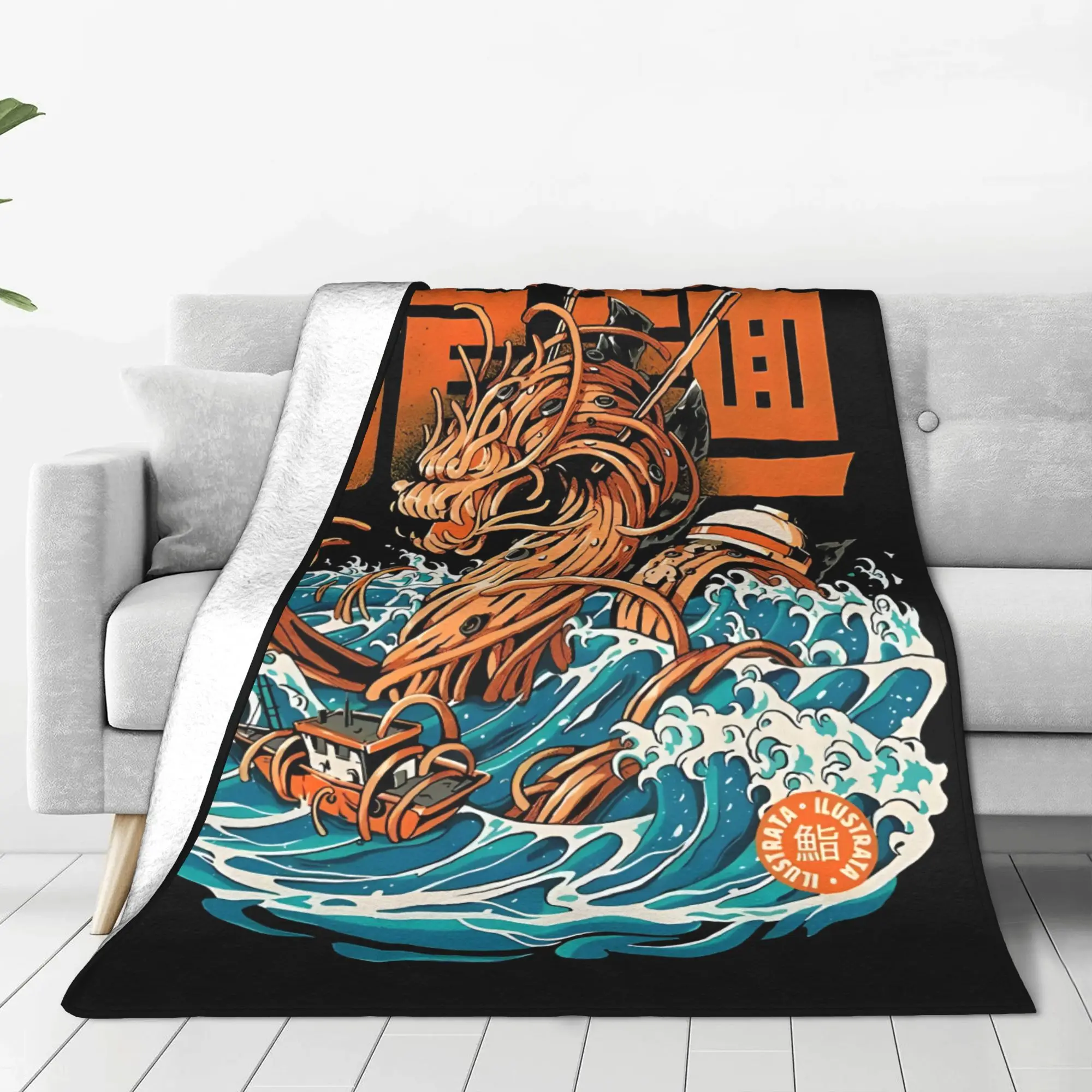 1PC Ramen Dragon Off Kanagawa Kaiju Monster Home Room Decorations Winter Blankets For Adults Bedding Home Interior Sofa Knee