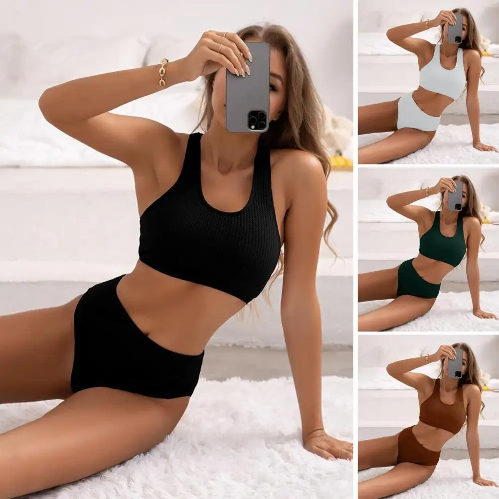 Легкий комплект бикини, нагрудник, стильный бикини, 2025 г., женский комплект бикини в рубчик, плавки с высокой талией, съемная подкладка на лето