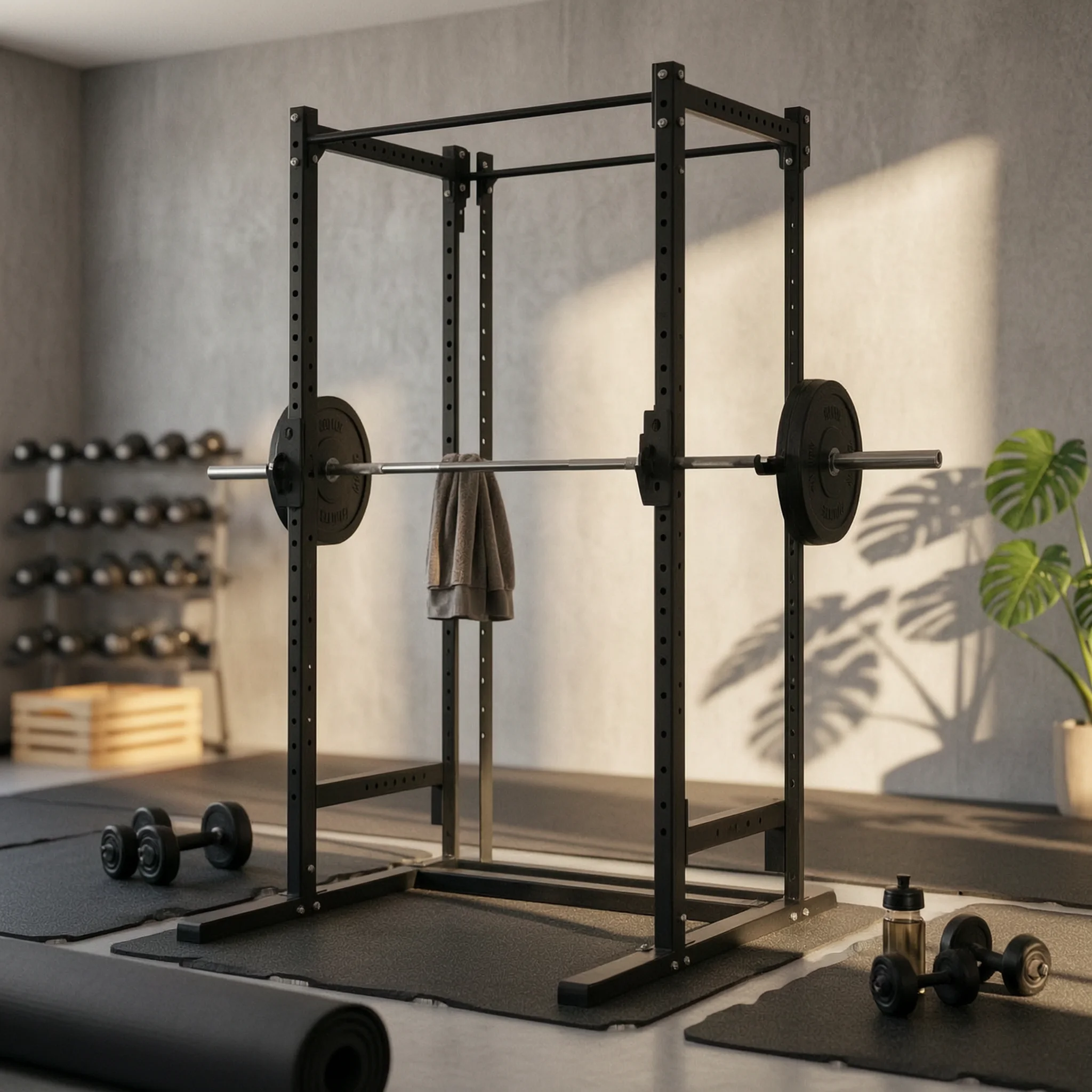 Barbell Storage Hook Heavy-Duty Squat Rack Hook Barbell Storage Bracket Powder-Coated Wall-Mounted Rack Noise-Reducing