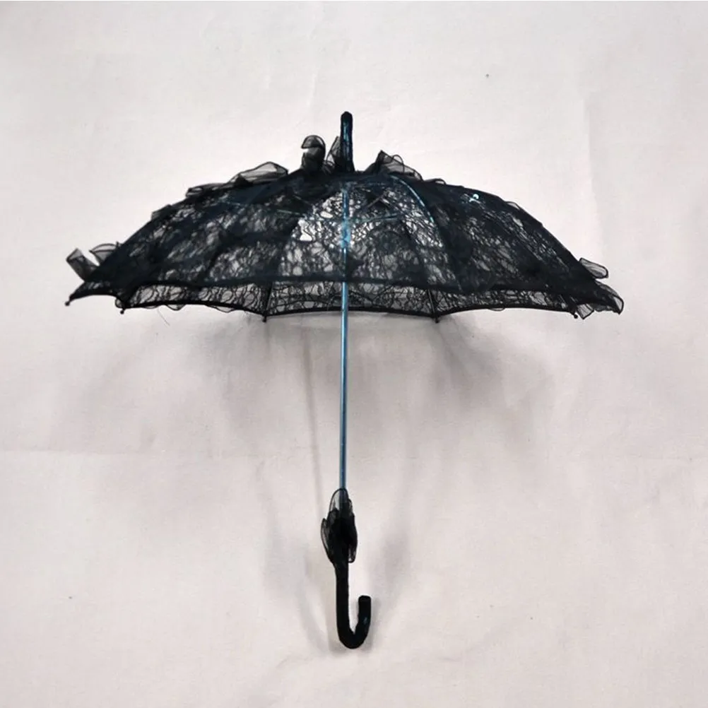 

Lace Umbrella Props Black 56cm Length 58cm Diameter Wedding Bridal Dance Photo Shooting Accessories Decorative Umbrella
