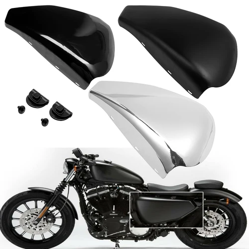 Carenado de cubierta lateral de batería izquierda cromada negra mate brillante para motocicleta Harley Sportster Iron XL883 XL1200 2009-2013 2014-2022