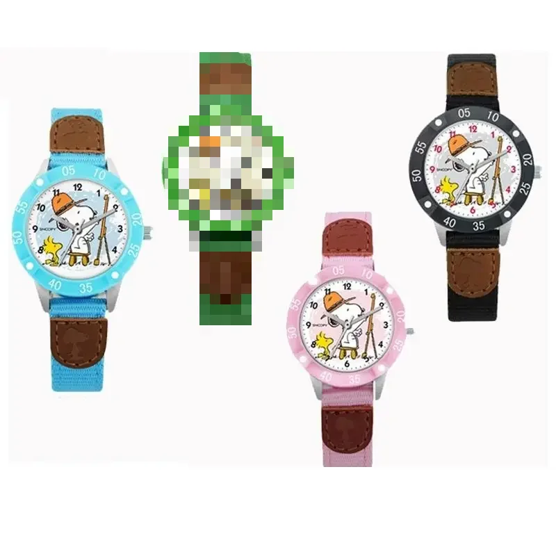 Snoopy cartoon animation peripheral children\'s versatile fashion simple quartz pointer watch nylon strap gift for boys and girls