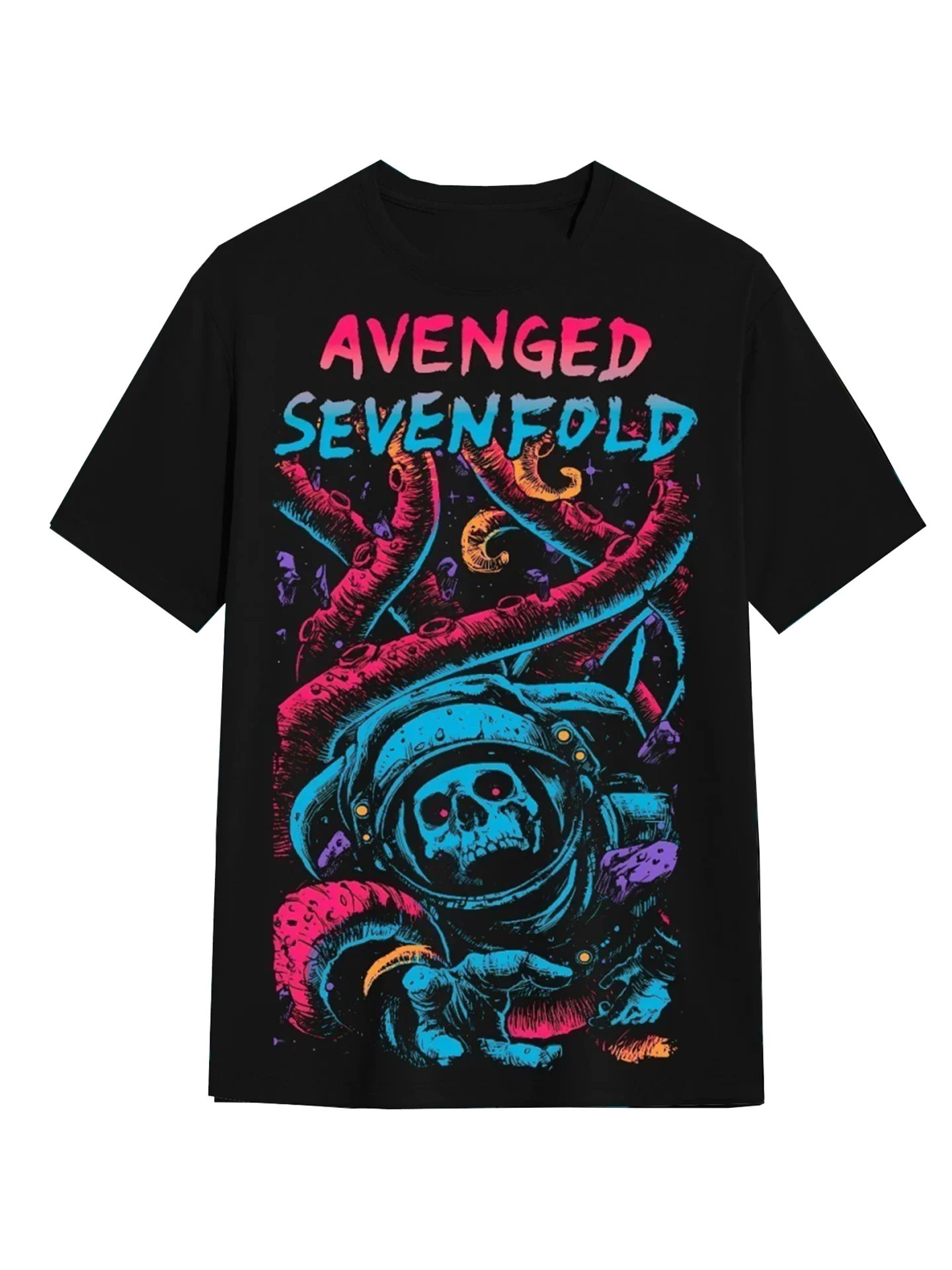 

Avenged Sevenfold Men's Loose Fit Short Sleeve T-Shirt Black Metal Band Print Casual Cotton Top for Youth And Adults