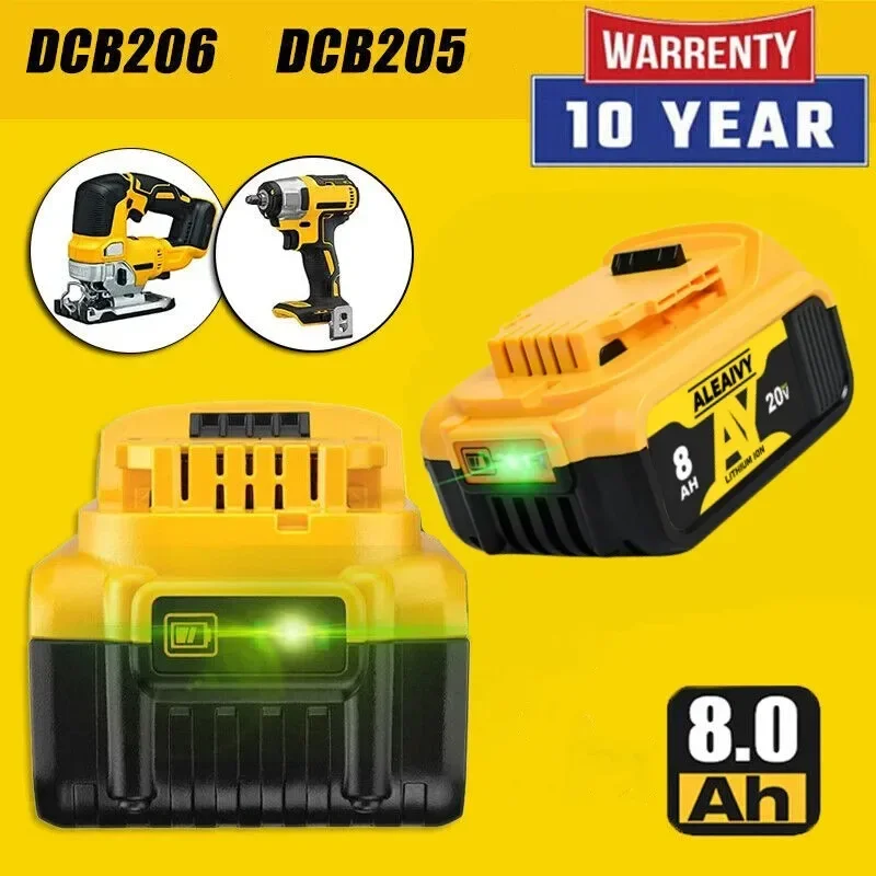 Original DCB200 20V 8000mAh Lithium Replacement Battery For Dewalt 18V DCB184 DCB200 DCB182 DCB180 DCB181 DCB182 DCB201 DCB206