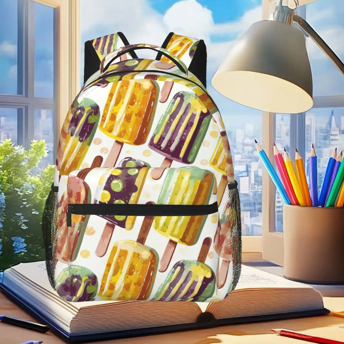 

Ice Lolly Summer Pattern Student Backpack School Bag Hiking Travel Daypack for Boys Girls Fashion Bookbag Shoulder Bags