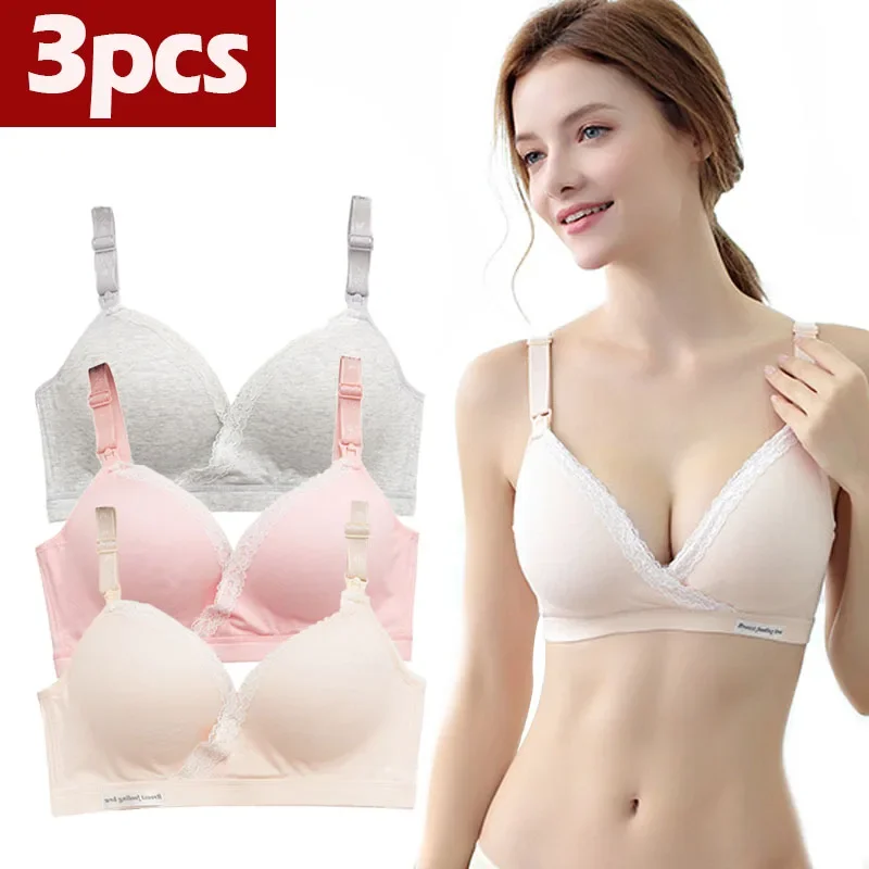 3 Pcs Wirefree Nursing Clothing Cotton Breastfeeding Bra for Pregnant Women Pregnancy Sleep Underwear Soutien Gorge Allaitement