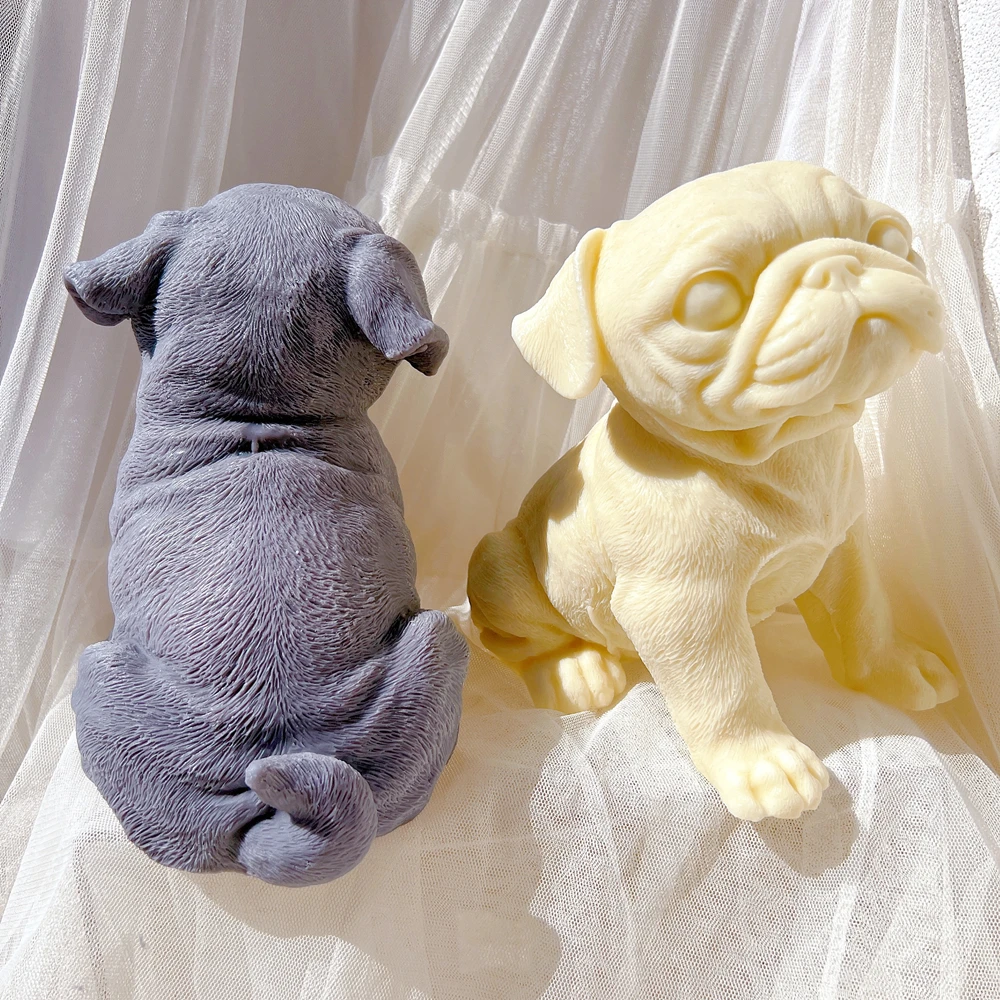 Molde de silicona para vela de perro Bulldog inglés, cera de soja Animal, moldes para velas de Bulldog británico, regalo de decoración del hogar para amante de cachorros