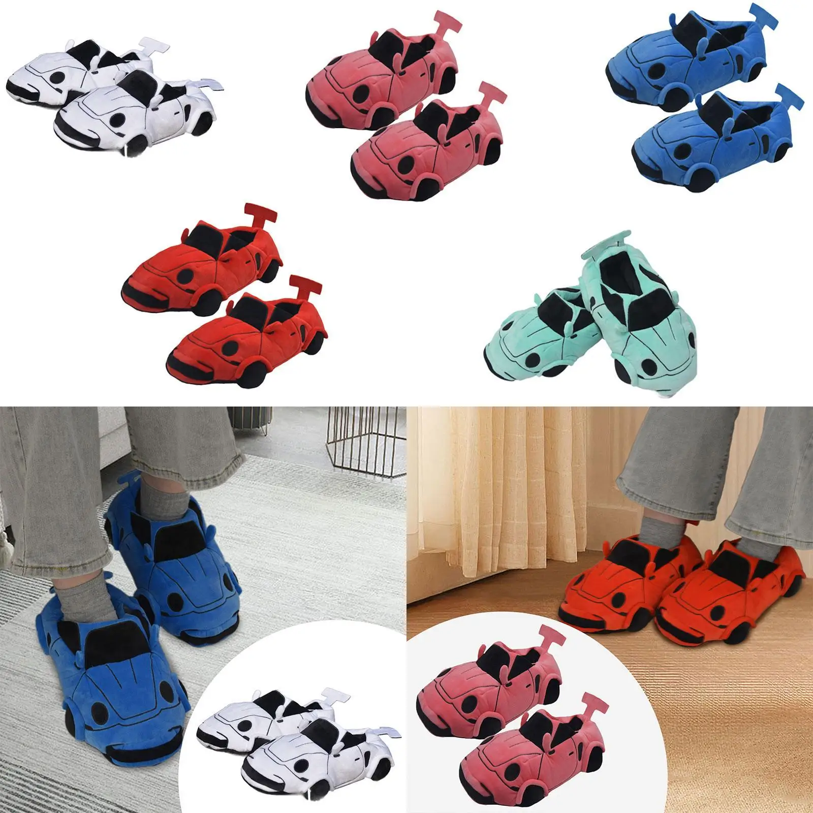 Zapatillas de coche de simulación Zapatillas de interior lindas de dibujos animados Zapatillas de casa familiar