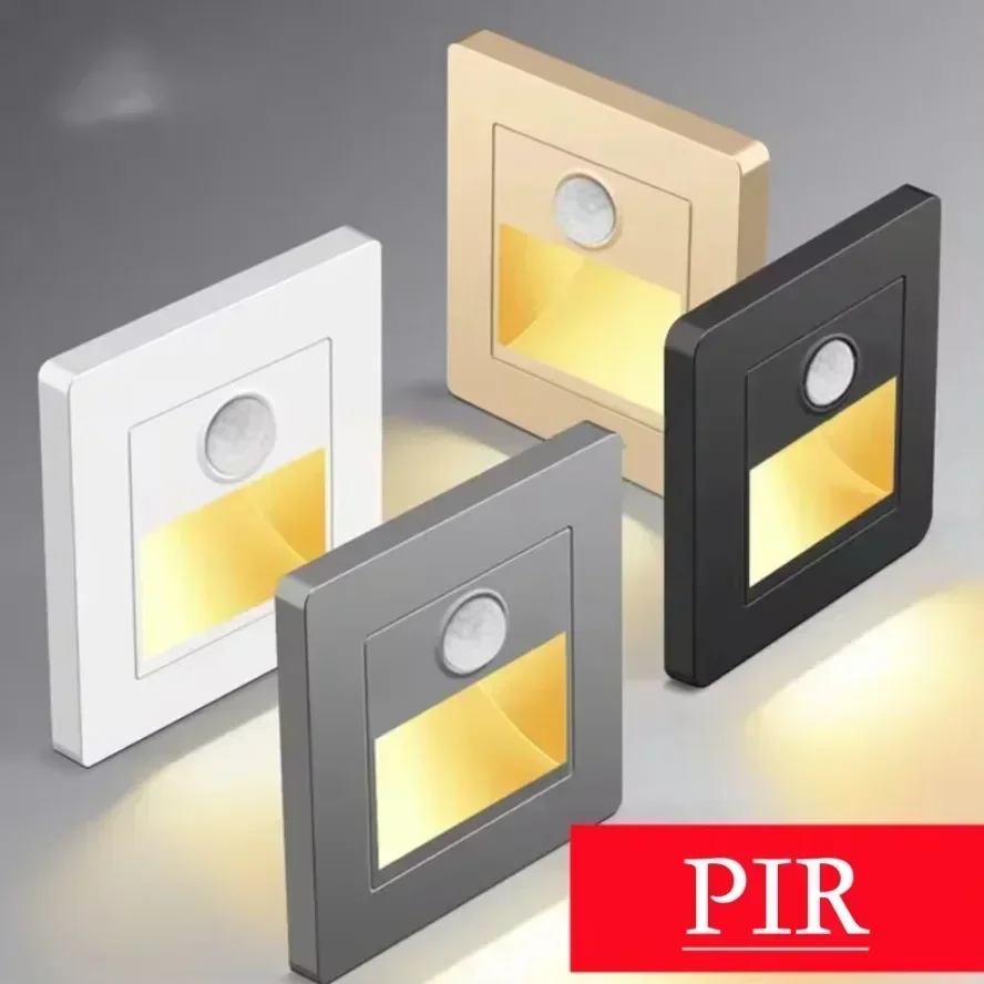 2~1 個の LED 階段ライト PIR モーション検出センサー 220V 赤外線人感ランプ埋め込み式ステップはしご階段寝室ナイトライト