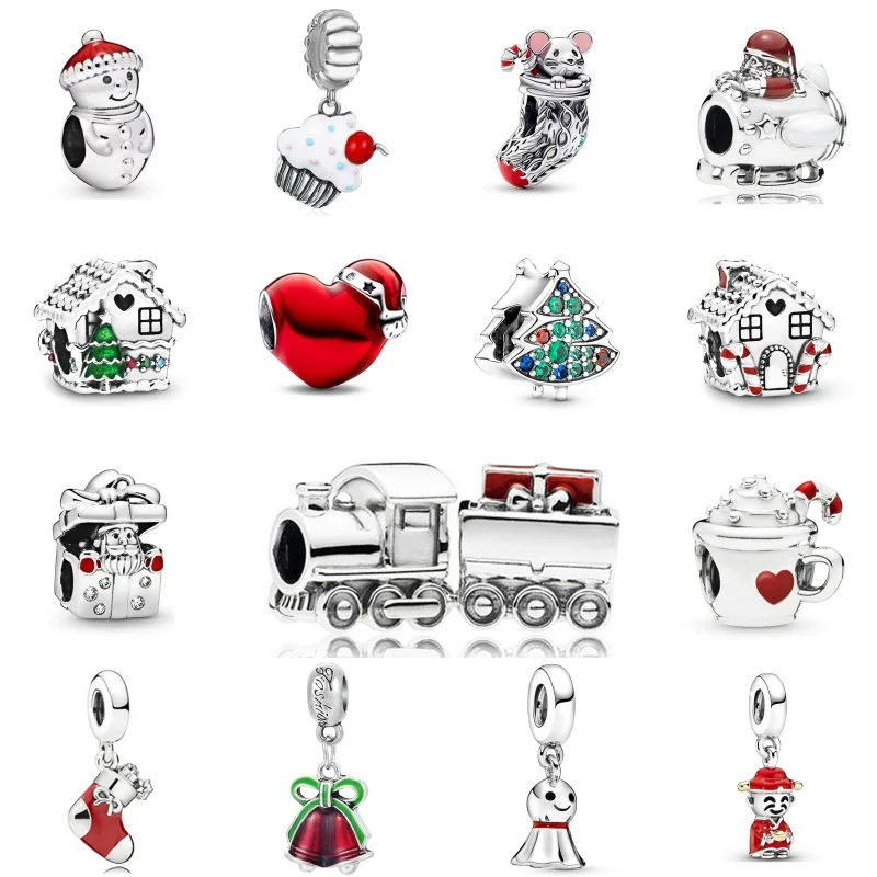 uxury Christmas Series Alloy Santa Claus Bead String DIY Bracelet Key Chain Accessories Fine Jewelry Making Halloween Gifts