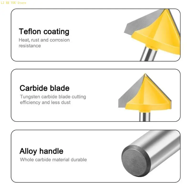 W3JE Efficiente stinco da 8 mm V -FLUTE in carburo End Mill Bit per progetti lavorazione del legno