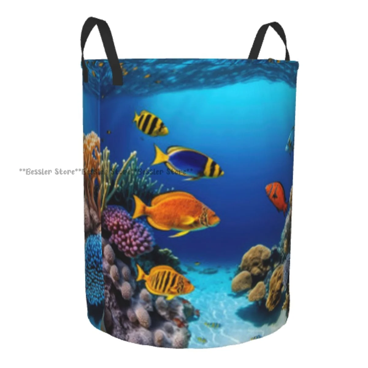 Foldable Laundry Basket for Dirty Clothes Underwater Tropical Coral Reef And Fish World Storage Hamper