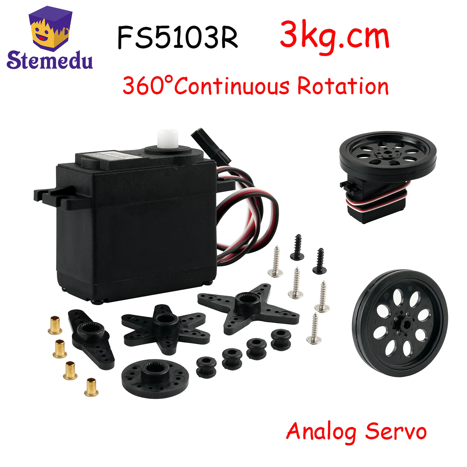 

FS5103R 360 Degree Continuous Rotation RC Servo Motor 3kg.cm Torque Analog Control for Arduino/Raspberry Pi DIY