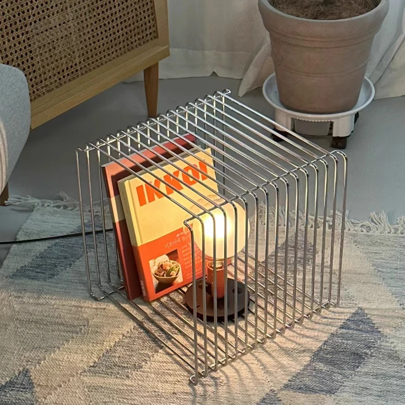 رف حافة خط معدني من الفولاذ المقاوم للصدأ رف كتب صغير للطاولة بجانب السرير وأريكة زاوية وطاولة قهوة للهاتف #1