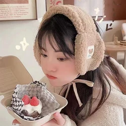 Korean Style Women Winter Warm Earmuff Soft Plush Ear Warmer Cute Bear Adults Kids Tie Plush Ear Muffs Ear Cover Free Shipping