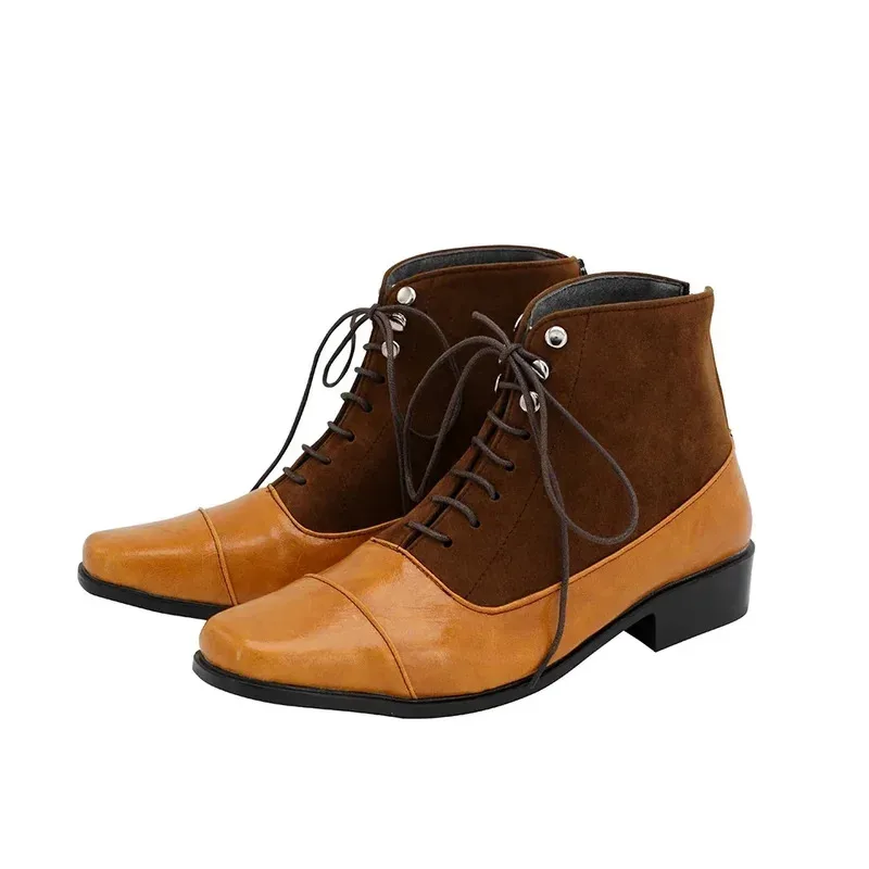 

Custom Made Aziraphale Cosplay Boots Brown - Good Omens Angel Costume Shoes Any Size jk;6