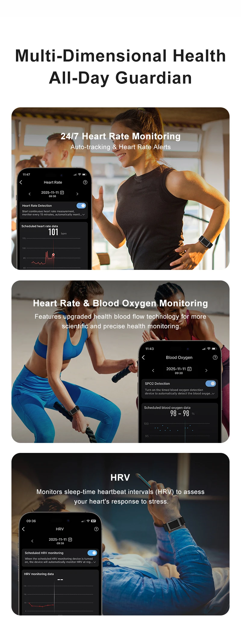 Fitness Tracker Armband Mit Herzfrequenz Und Sauerstoffmessung_voghion.com