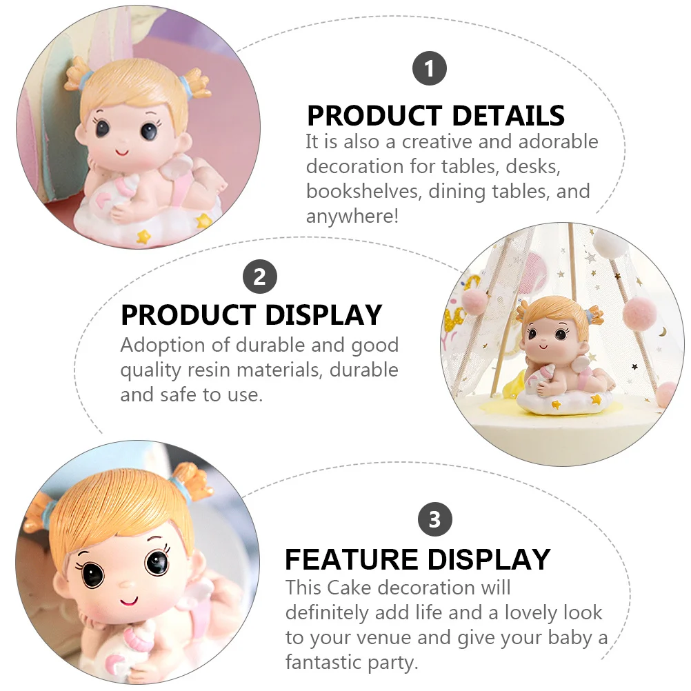 

Birthday Cake Decoration Sculpture Resin Cartoon Appearance Safe Durable Decorations Table Desk Party