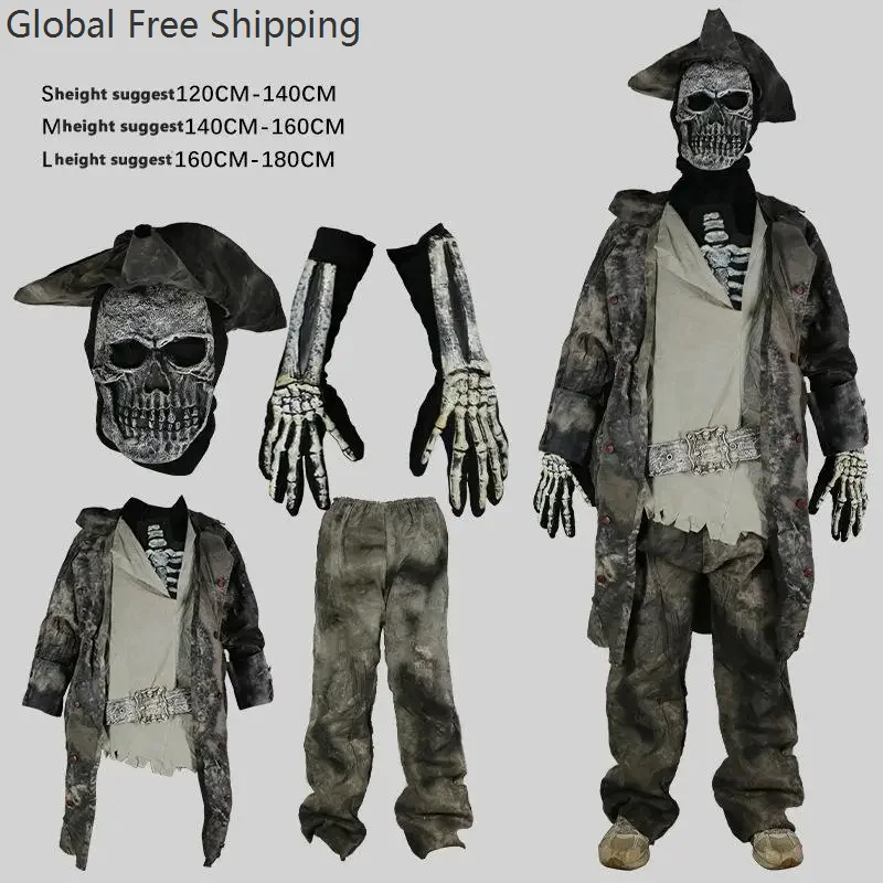 New Children's Horror Skeleton Role Play Costume Halloween Zombie Suit Adult Skeleton Day Of The Dead Vampire Suit Holiday Dress