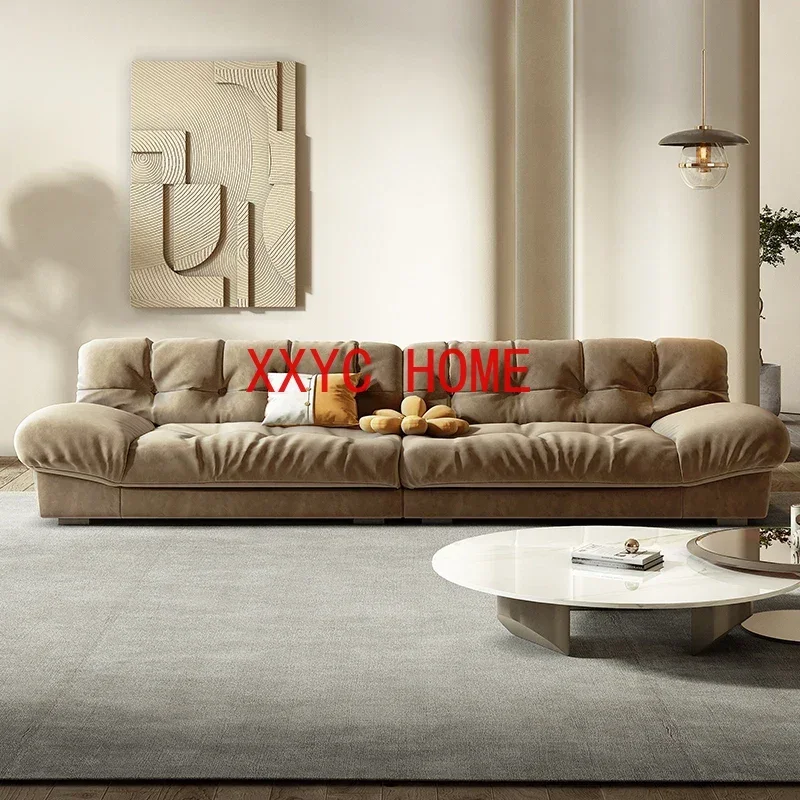 

Living Room Creative Frost Faux Leather Soft Sofa Small Apartment Straight Row Latex down
