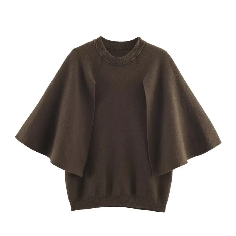 سترة نسائية جديدة لخريف 2025 محبوكة ort Sve ذات طبقات Sve مستديرة Ne سترة متعددة الاستخدامات بسيطة للسيدات #2