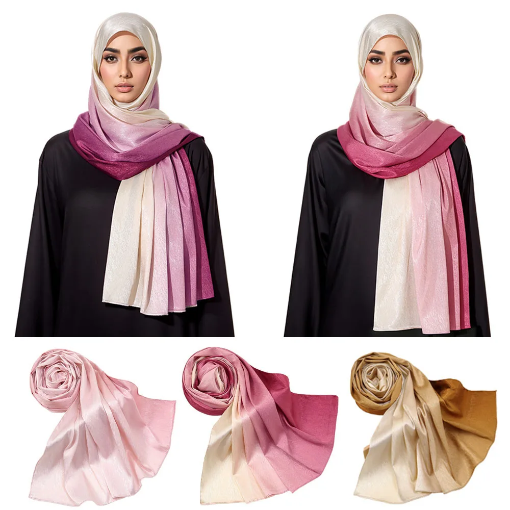 70*170cm moda donna Hijab foulard sciarpa di seta di raso lungo scialle musulmano pianura morbido turbante cravatta avvolge la testa donne Africa fascia