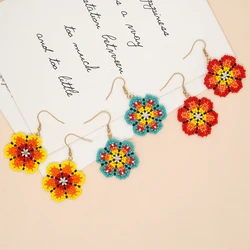 Boho Flowers Miyuki Beaded Drop Earring Anti-Allergy Gold Plated Stainless Steel Hook Dangle Earrings Summer Jewelry Pulsera