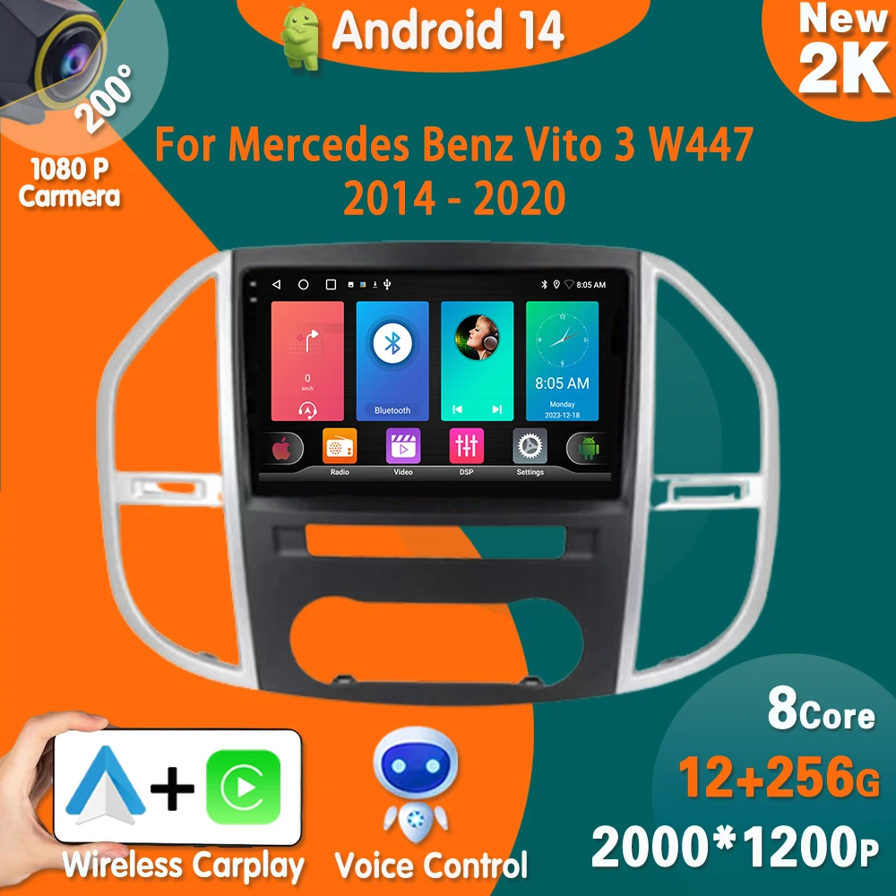 

Android 14 для Mercedes Benz Vito 3 W447 2014 - 2020 автомобильное радио, стерео, мультимедийный видеоплеер, навигация