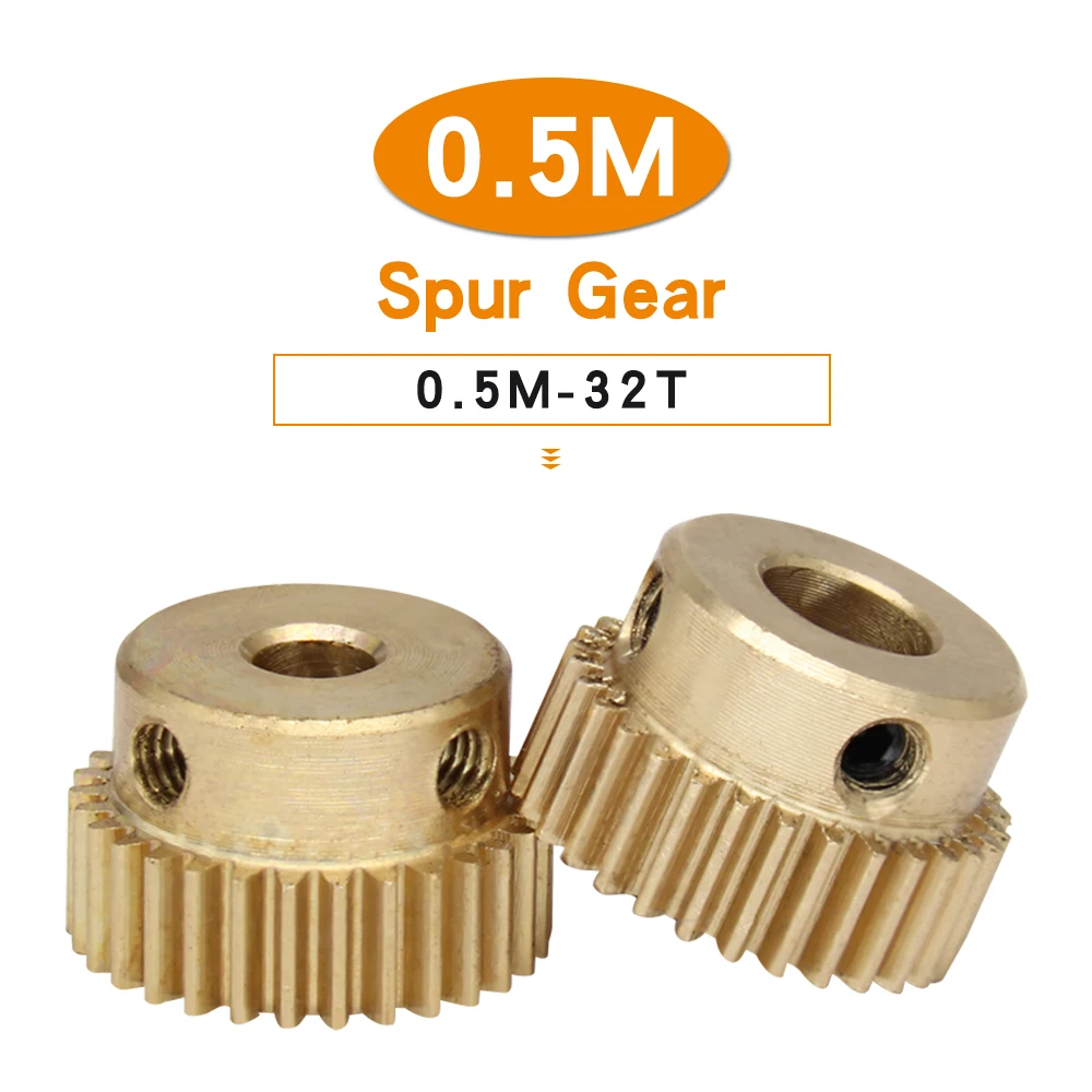 

Spur Gear 0.5M-32T Bore 4/5/6/6.35/7/8 mm Copper Brass Mini Worm Gear Teeth Height 5 mm Total Height 10 mm For Transmission Rack