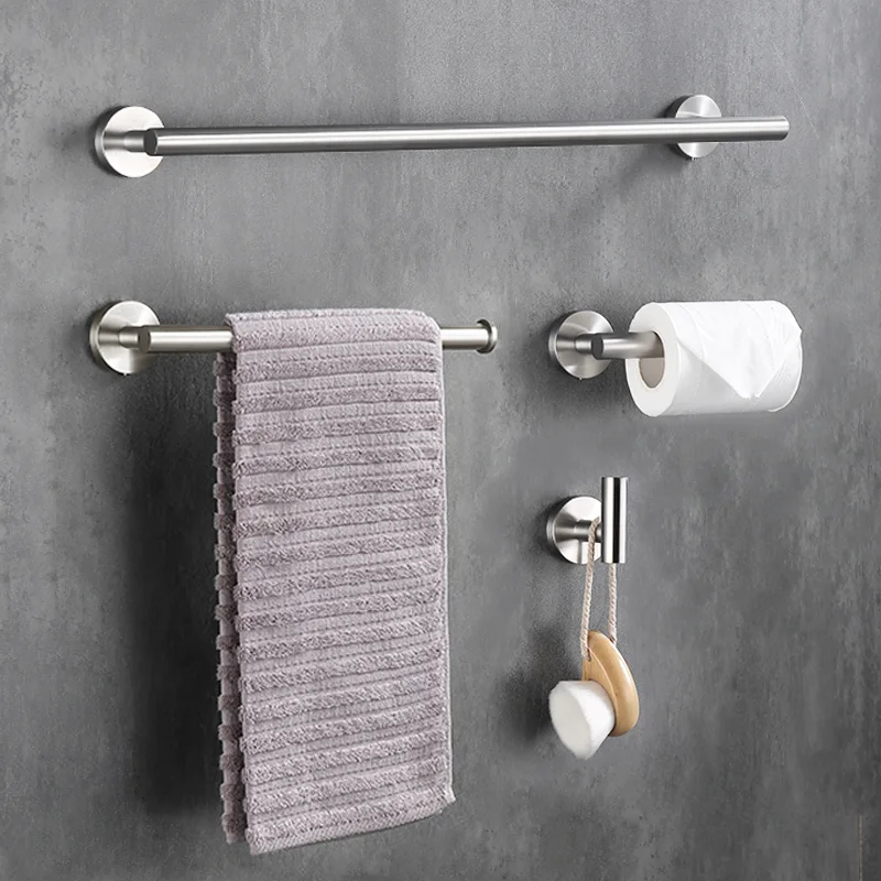 

Bathroom Hardware Set Accessories Brushed Robe Hook Towel Bar Rack Shelf Toilet Paper Holder Wall Mounted Bathroom Pendant