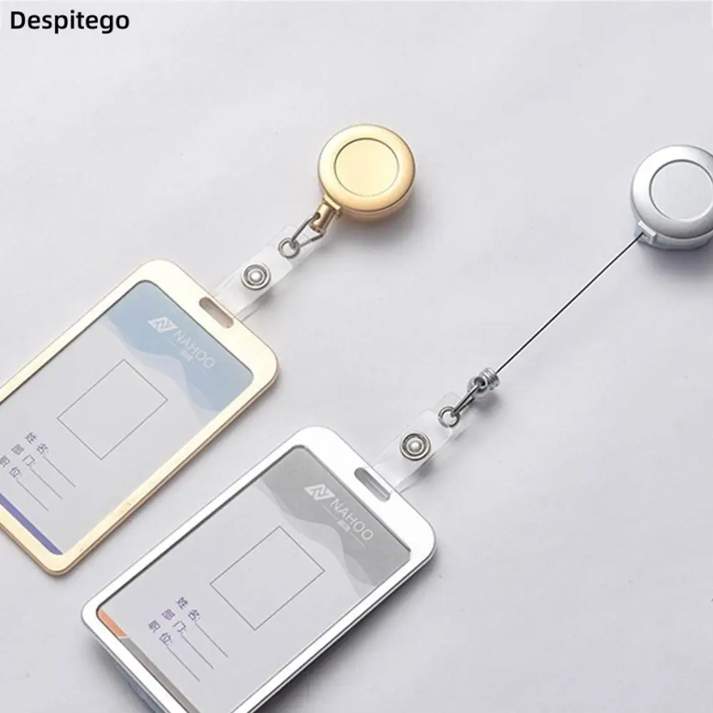 

Fashion Simple Retractable Badge Reel Aluminum Alloy Card Cover Office Supplies