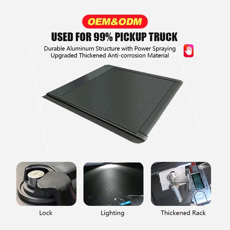 Retractable Low Profile Tonneau Cover Aluminum Alloy Waterproof Soft Truck Bed Accessory