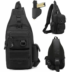 Men Casual Chest Bag Outdoor Shoulder Gun Bag Universal Pistol Holster EDC Pouch for Hunting Hiking Camping Climbing Sports