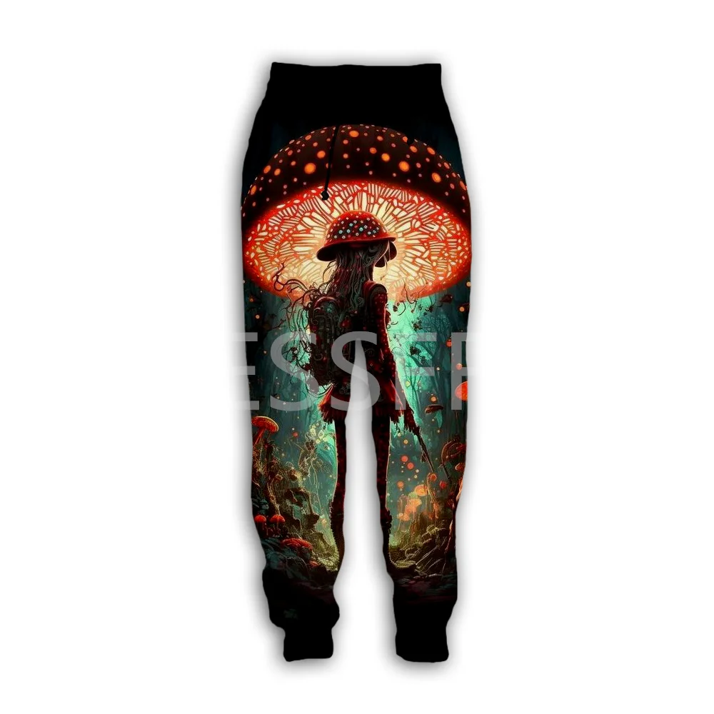 Mushroom Plant Fungus Psychedelic Trippy Tattoo Retro Hippie 3DPrint Streetwear Harajuku Casual Sweatpants Jogger Trousers X8