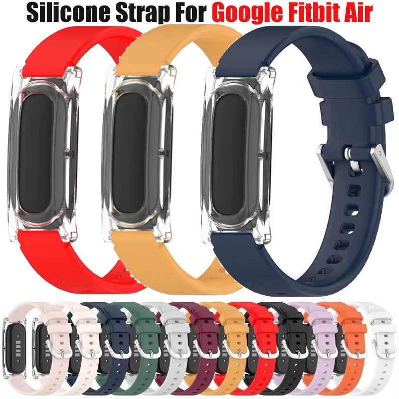 PC-Gehäuse + Sport-Silikonarmband für Google Fitbit Air, Displayschutz-Stoßfänger-Armband, Correa für Fitbit Air, Armband-Zubehör