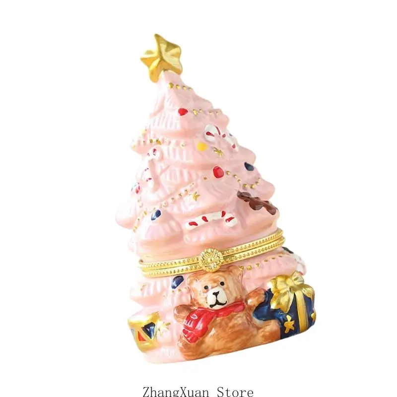 Weihnachtsbaumförmiger Keramik-Schmuckhalter mit erhabenem Festtagsdetail 3XUF – Detail 7