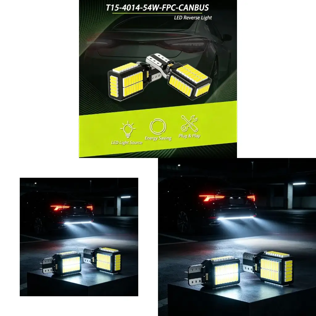 T-15 W16W LED Lamp Bulb Set, Reverse Light Bulb Pair for Routine Vehicle Use
