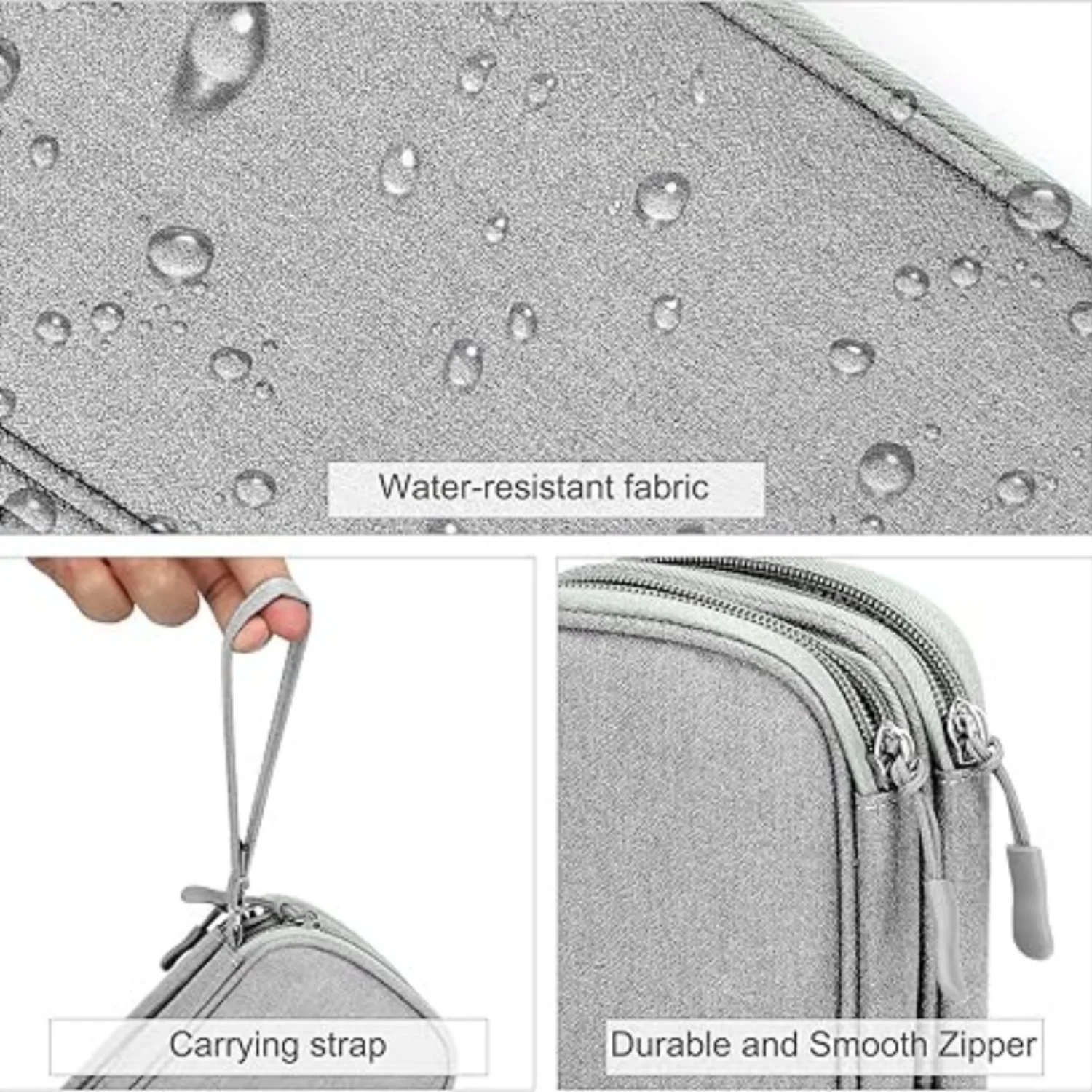 Travel Cable Organizer Bag Pouch Electronic Accessories Carry Case Portable Waterproof Double Layers All-in-One Storage for Cord, Charger, Phone, Earphone Grey