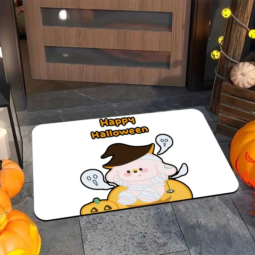 VIKAMA Flannel Entry Mat - Soft, Cozy for Halloween. Plush, Warm, Breathable, Anti-Slip, Durable, Easy to Wash. Ideal for Entran