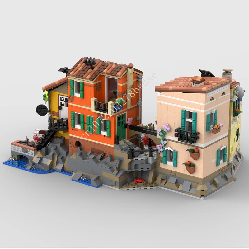 4468 قطعة جزيرة هاربور الإيطالية MOC streetview عطلة الألغاز مجموعات العمارة الجمعية عيد الميلاد عيد ميلاد لعبة هدية للأطفال الذين تتراوح أعمارهم بين