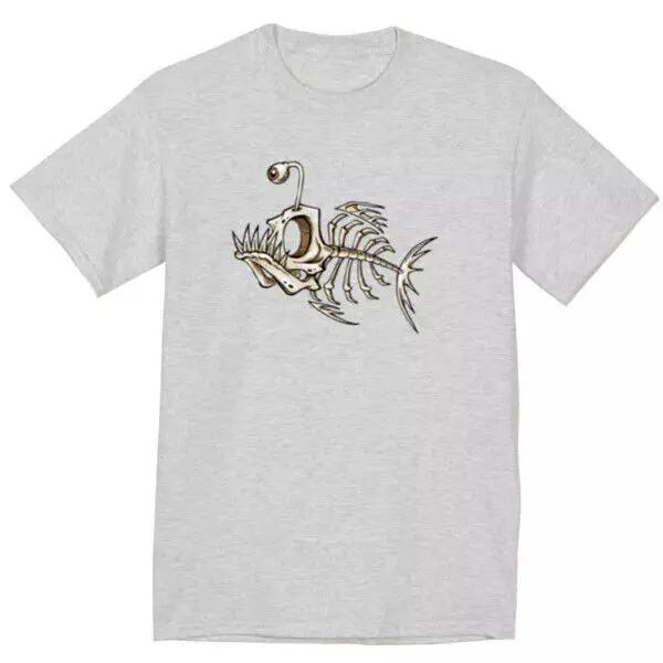 Fish bones t-shirt funny men's shirt fishing logo graphic tee shirt for men