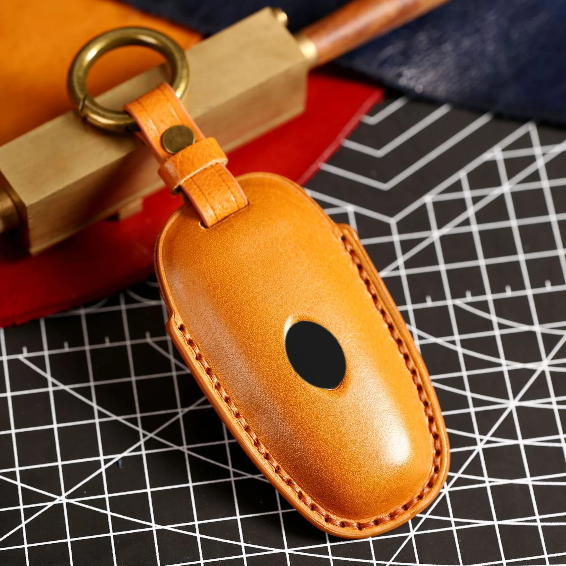 1 قطعة غطاء حافظة مفاتيح السيارة الجلدية لشركة هيونداي سولاريس سوناتا الهجين NEXO NX4 جديد جراند سانتا في توكسون 2020 2021 5 7 أزرار