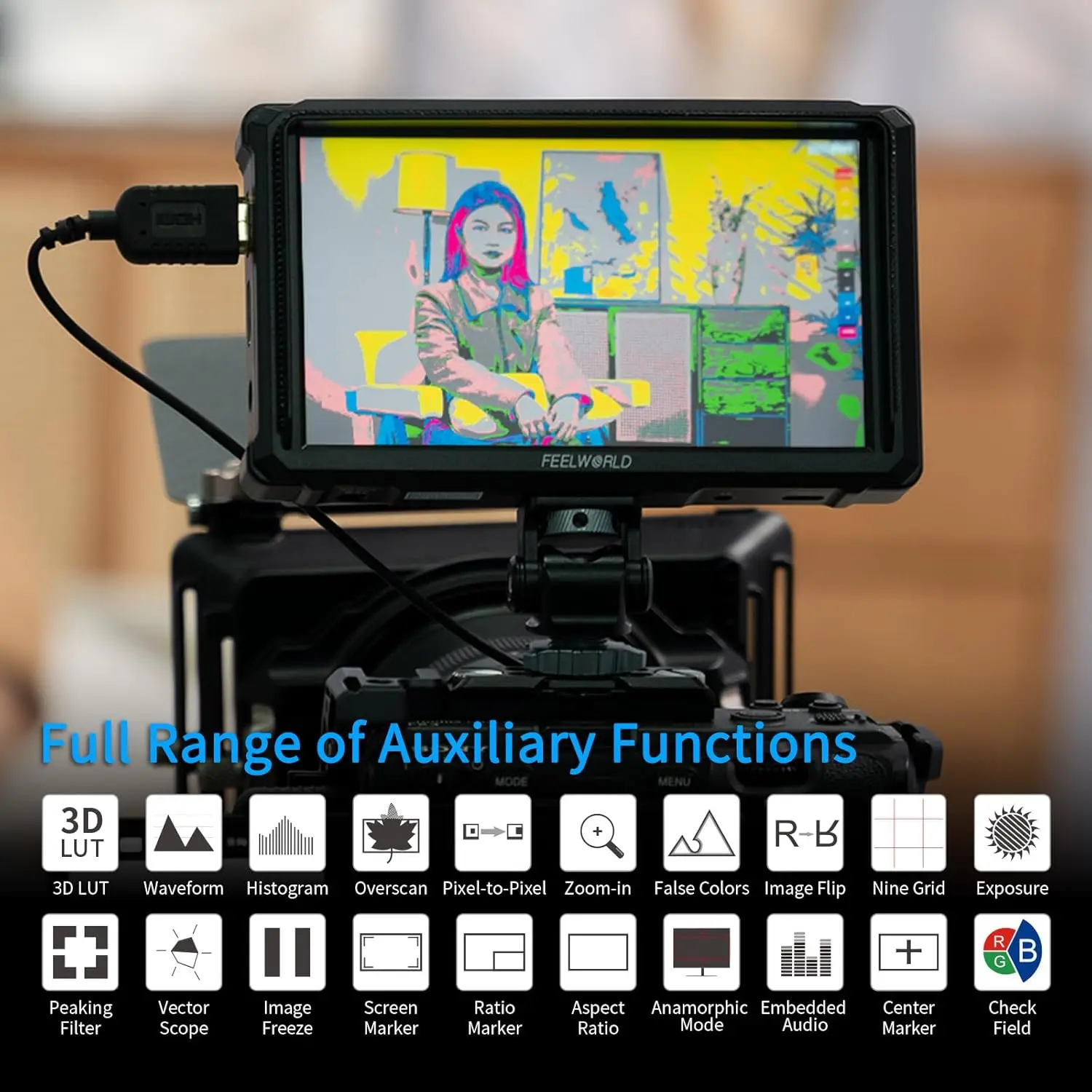 FEELWORLD FW568 PRO 6 "1200Nits Field Monitor Custom 4K 60Hz HDMI 3D LUT กล้องสว่างสูง DSLR น้ําหนักเบา Field การตรวจสอบ