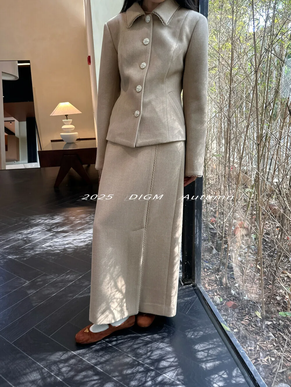 BJTZ Temperament Elegante Revers Top Chic Taste Design Kurze Jacke Für Frau 2025, Herbst Winter Neue Trend Hohe Taille Rock