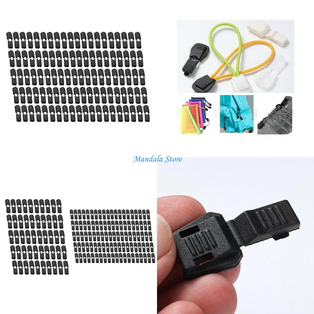 

U2JC 50/100Pcs Paracord Lanyard Zipcords Stoppers Paracord Clip Elastic Shoelaces Shock End Clasps Replacement