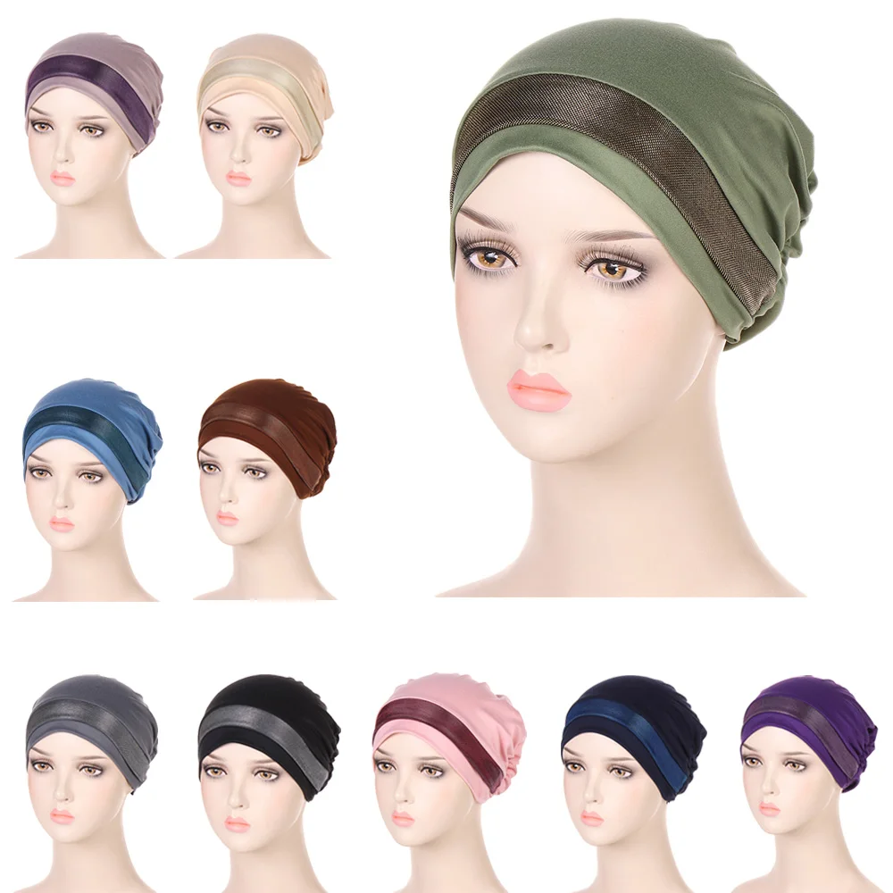 

2024 New Muslim Hijab Elastic Turban Hat Underscarf Solid Color Women Warm Winter Headscarf Bonnet Inner Hijabs Cap Chemo Hat